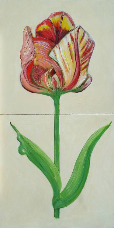 17th century tulips twin tile cream IV thumb