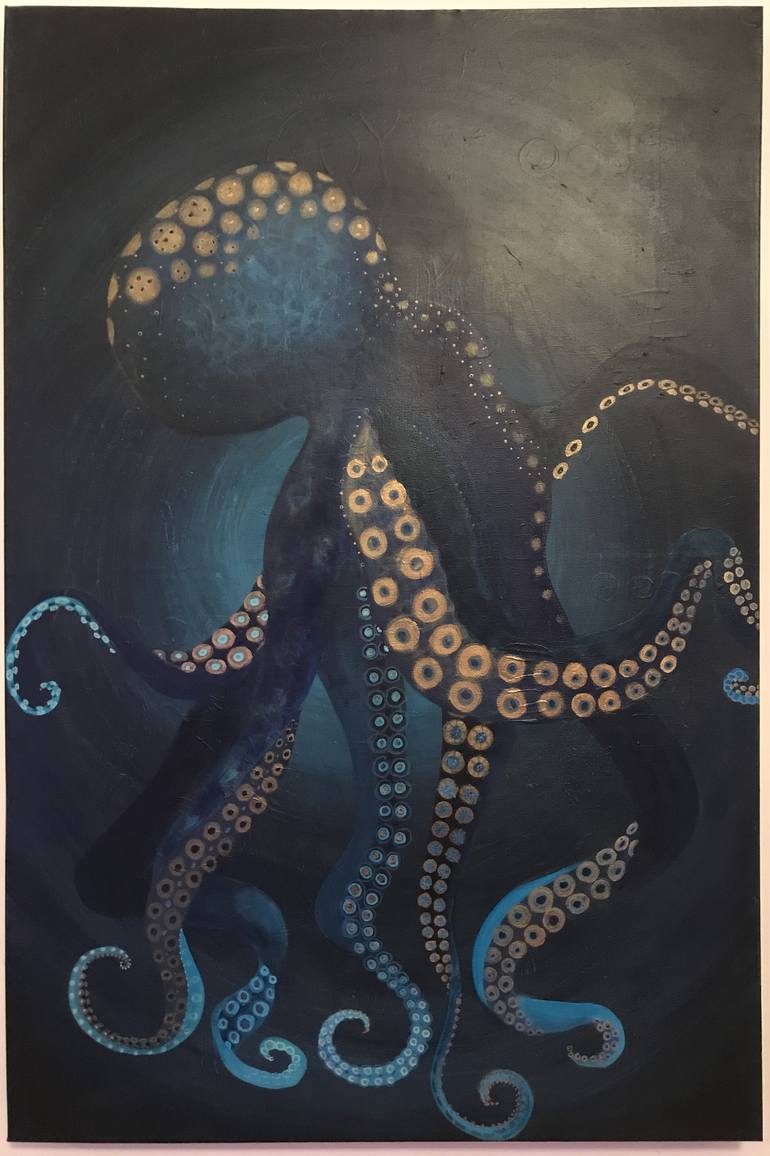 Moody Octopus Painting by Rachel Rosa | Saatchi Art