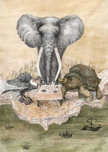Print of Surrealism Animal Drawings by Ruta Dumalakaite