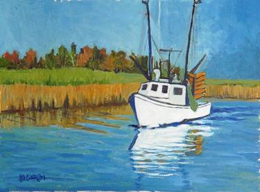 Original Impressionism Boat Paintings by Robert Holewinski