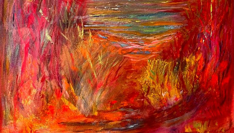 Original Expressionism Beach Painting by Esther Tajani