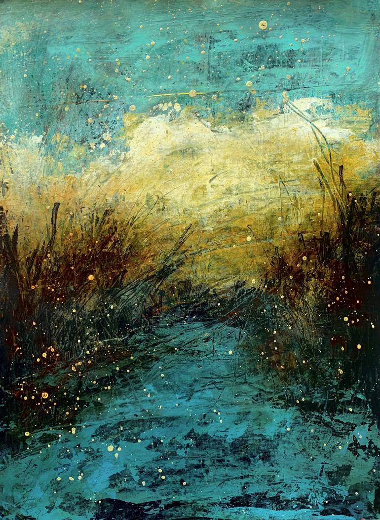 Original Water Painting by Anne Ducrot | Abstract Art on Canvas | Where the Muse Hides