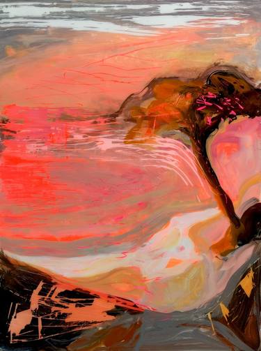 Original Abstract Expressionism Beach Painting by Anne Ducrot