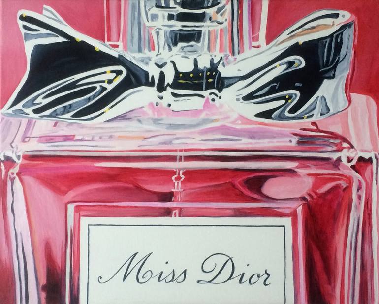 Signed Original Watercolour Print Miss Dior Perfume Bottle 