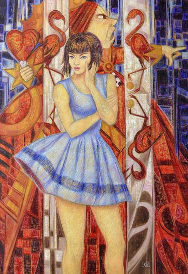 Original Art Deco Women Paintings by Ixia Venel