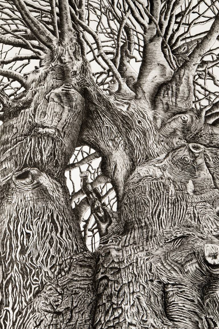 Original Fine Art Tree Drawing by Stefan Fierros