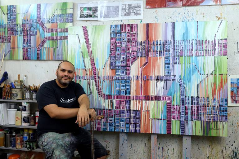 Original Abstract Expressionism Abstract Painting by Eduardo Verdecia