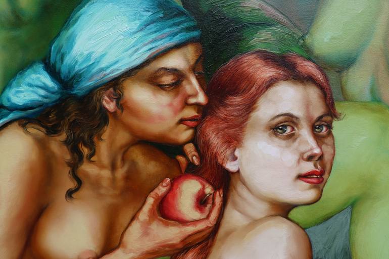 Original Figurative Nude Painting by Yunia Lores