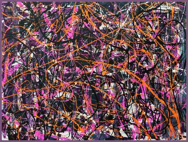 Orange And Pink Abstract Expressionist Expressionism Passionate Energy Vibrant Colors. thumb