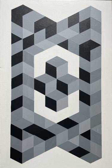 Original Framed Modern Geometric Canvas thumb