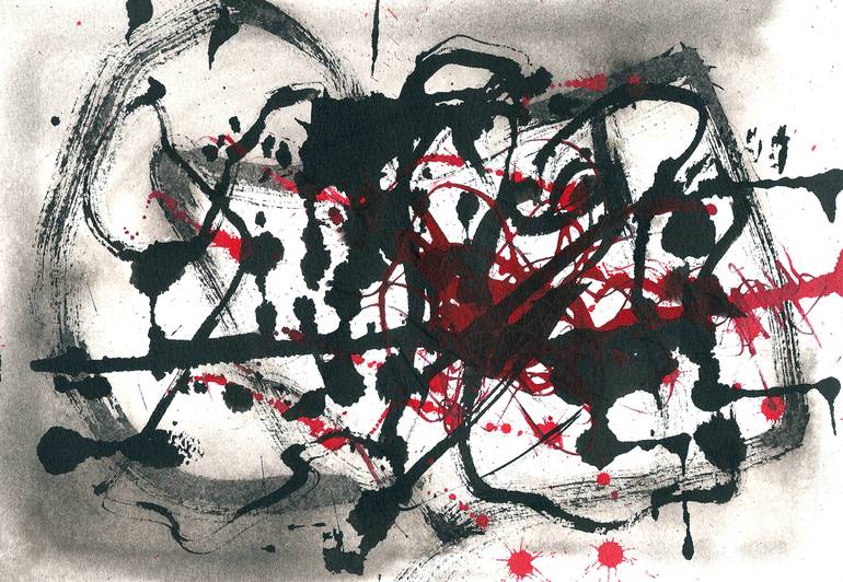 Original Abstract Expressionism Abstract Drawing by Helen Kholin