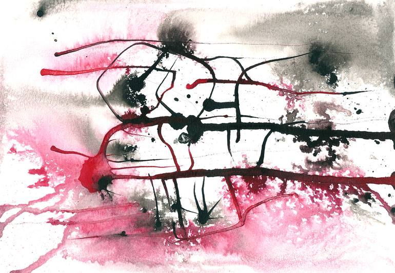 Original Abstract Expressionism Abstract Drawing by Helen Kholin