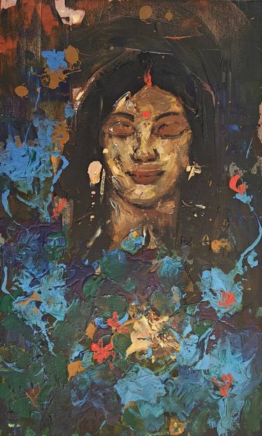 Original Abstract Expressionism Women Mixed Media by Maitrry P Shah