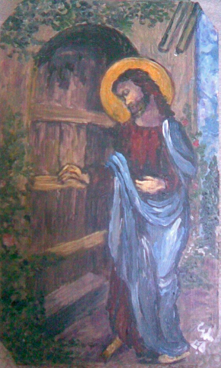 Jesus knocking at the door Painting by Dragomir Eleonora Saatchi Art