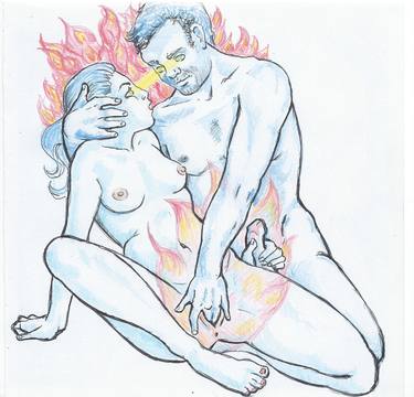 Print of Figurative Erotic Drawings by Ursula Stacks