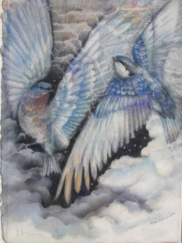 Saatchi Art Artist Edinah Lincoln-Jewett; Drawings, “BLUEBIRD & SWALLOW” #art