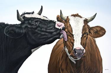 Print of Realism Cows Paintings by Clara Bastian