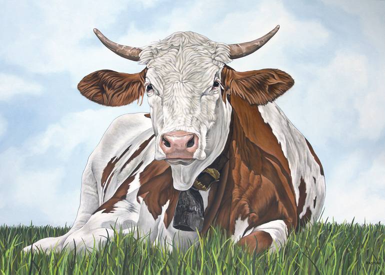 Brown and White Cow Print Mural