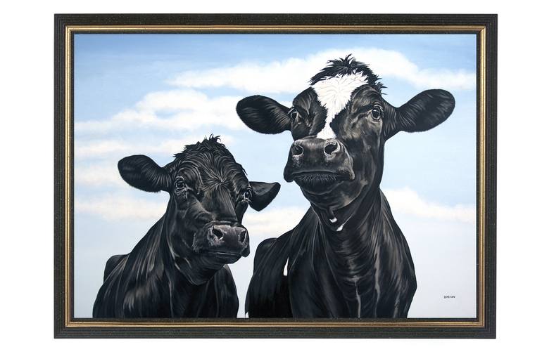 Original Realism Cows Painting by Clara Bastian