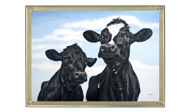 Original Realism Cows Painting by Clara Bastian