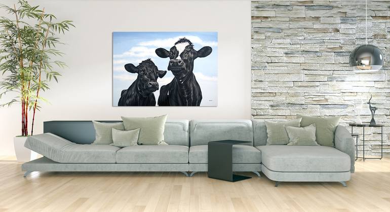 Original Realism Cows Painting by Clara Bastian