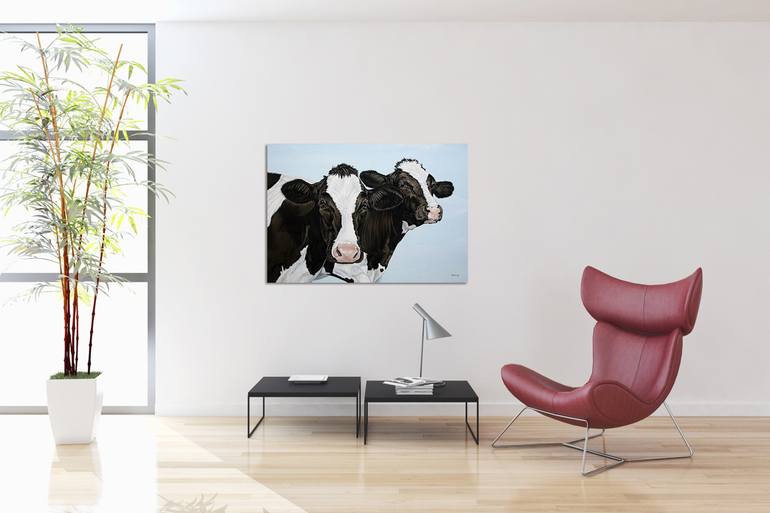 Original Realism Cows Painting by Clara Bastian