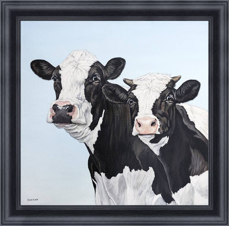 Original Realism Cows Painting by Clara Bastian