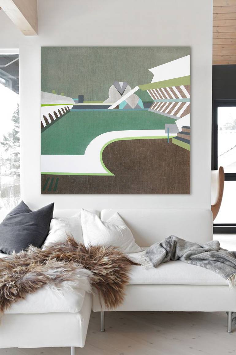 Original Documentary Architecture Painting by Lucie Jirku