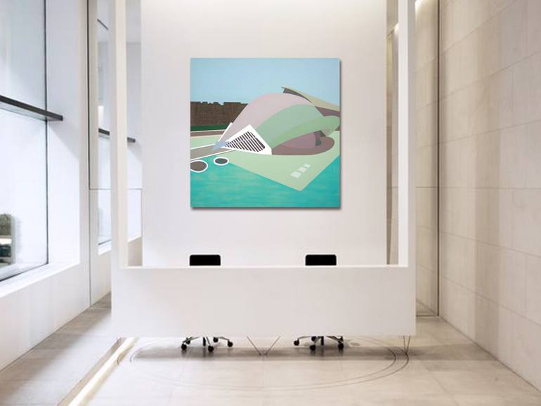 Original Documentary Architecture Painting by Lucie Jirku