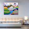 Original large painting with mountains- semi abstract painting My Personal Landscape 7 was created in vibrant acrylic bright colours (summer colours) on standard edge canvas. Sides painted as part of the painting.

Ready to hang, no frame needed.

Comes with Certificate of Authenticity.