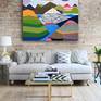 Original large painting with mountains- semi abstract painting My Personal Landscape 7 was created in vibrant acrylic bright colours (summer colours) on standard edge canvas. Sides painted as part of the painting.

Ready to hang, no frame needed.

Comes with Certificate of Authenticity.