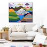 Original large painting with mountains- semi abstract painting My Personal Landscape 7 was created in vibrant acrylic bright colours (summer colours) on standard edge canvas. Sides painted as part of the painting.

Ready to hang, no frame needed.

Comes with Certificate of Authenticity.