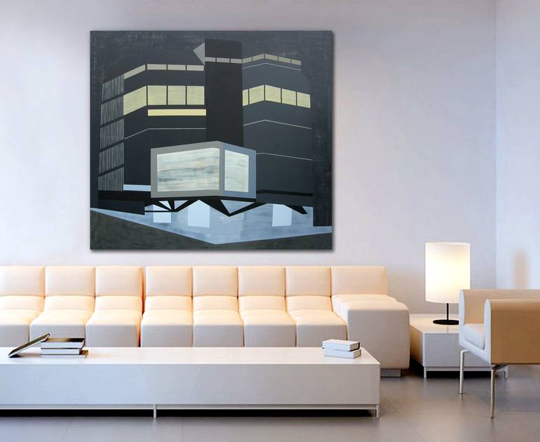 Original Abstract Architecture Painting by Lucie Jirku