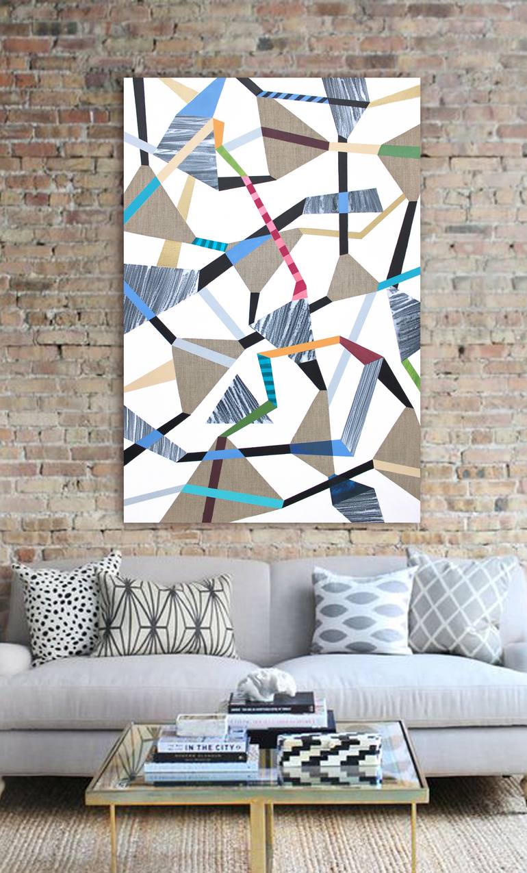 Original Cubism Abstract Painting by Lucie Jirku