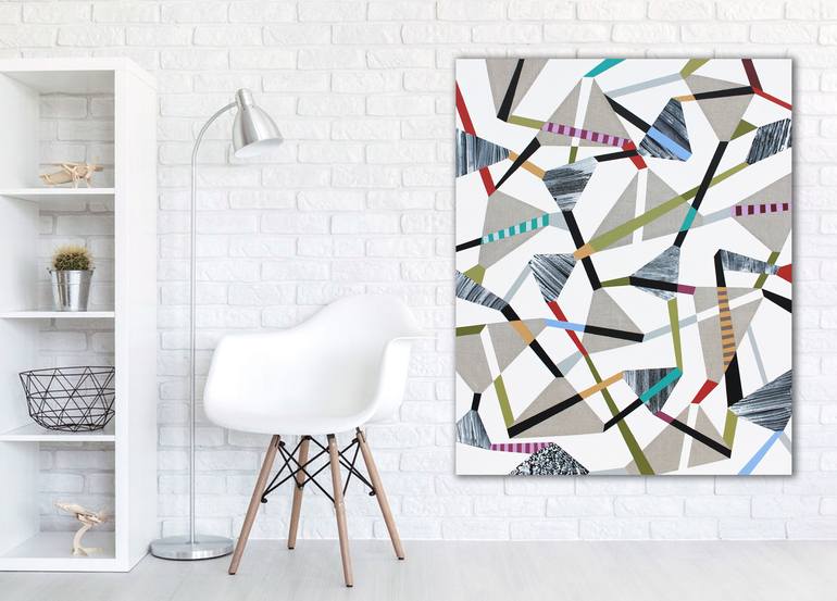 Original Cubism Abstract Painting by Lucie Jirku