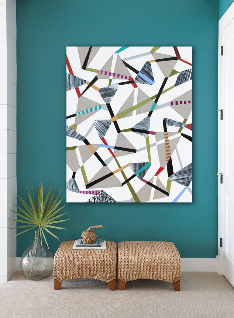 Original Cubism Abstract Painting by Lucie Jirku