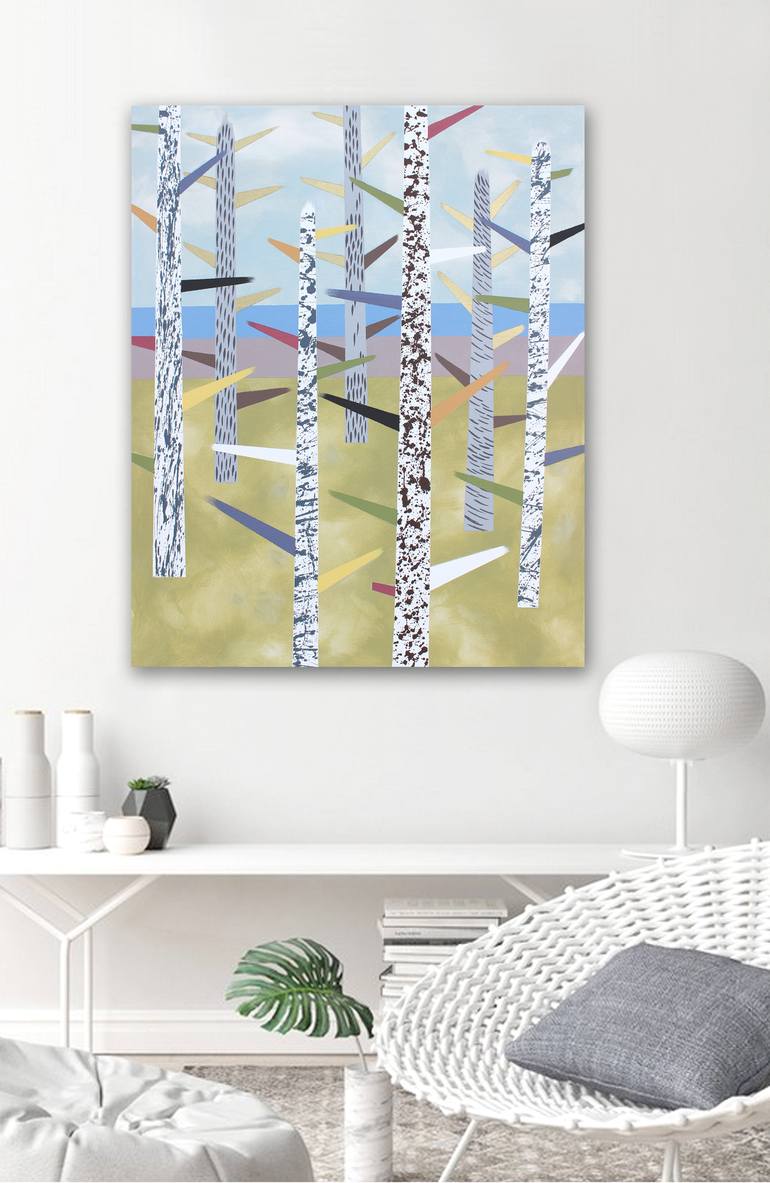 Original Abstract Botanic Painting by Lucie Jirku