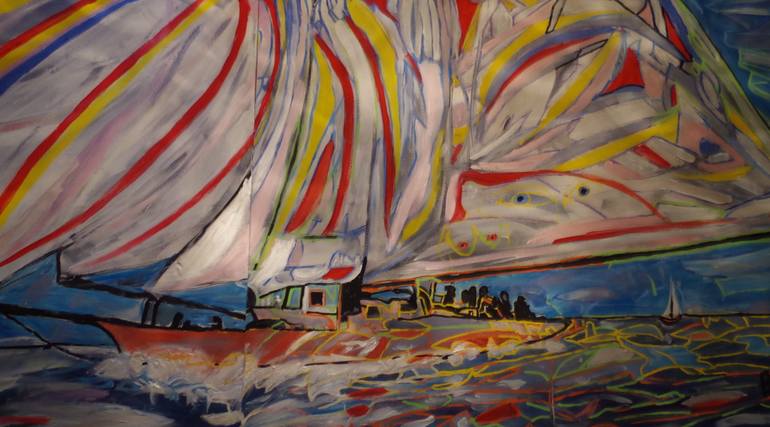 Original Expressionism Boat Painting by Bb Bango
