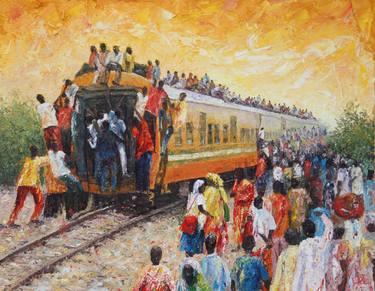 Original Impressionism Train Paintings by Imhonigie Imoesi