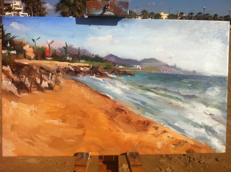 Original Impressionism Beach Painting by Giovanni Scifo