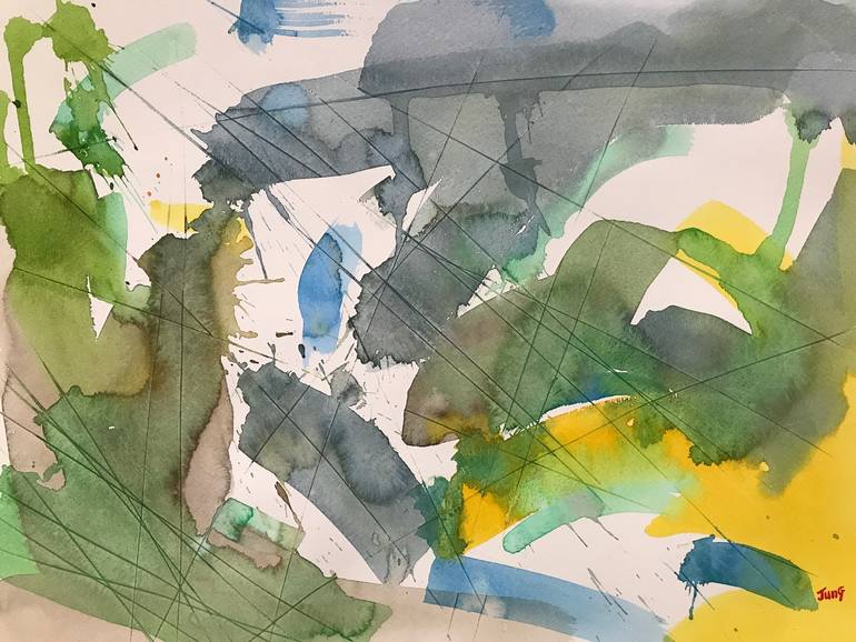 Original Abstract Painting by Jung Nowak | Abstract Art on Paper | Under the Sea