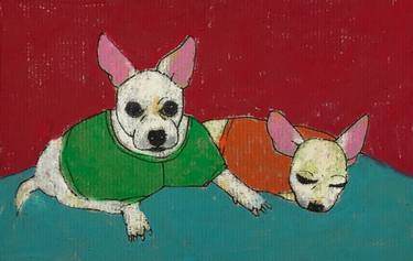 Original Fine Art Dogs Paintings by Jung Nowak