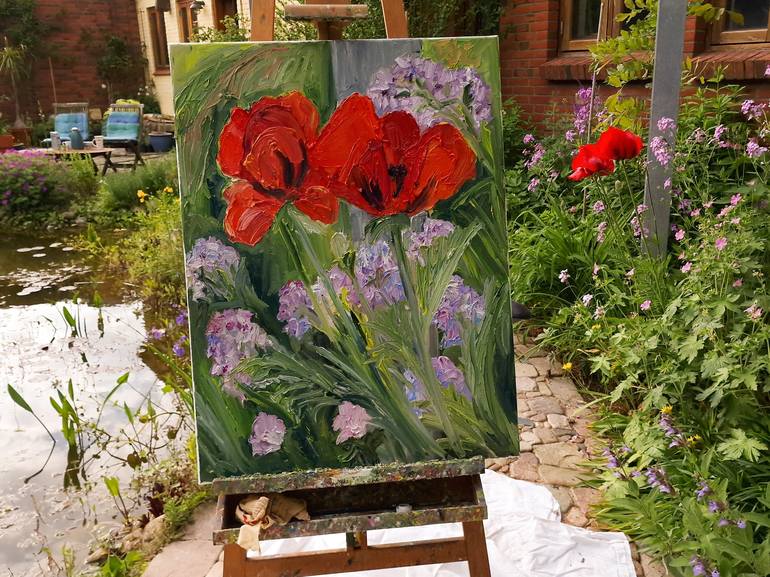 Original Expressionism Floral Painting by Ute Meyer