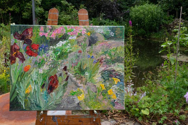 Original Expressionism Garden Painting by Ute Meyer