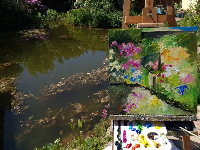 Original Expressionism Garden Painting by Ute Meyer