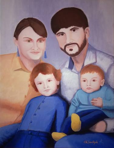 Original Portraiture Family Paintings by Klavdija Salvarezza