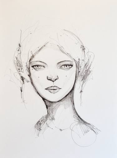 Original Portraiture Women Drawings by Jon Cooper