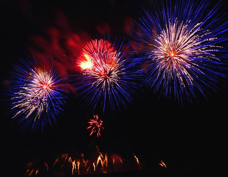 red white and blue firework