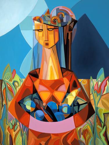 Original Cubism People Paintings by Dania Sierra