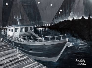 Original Expressionism Boat Mixed Media by Nenad Stojanovic